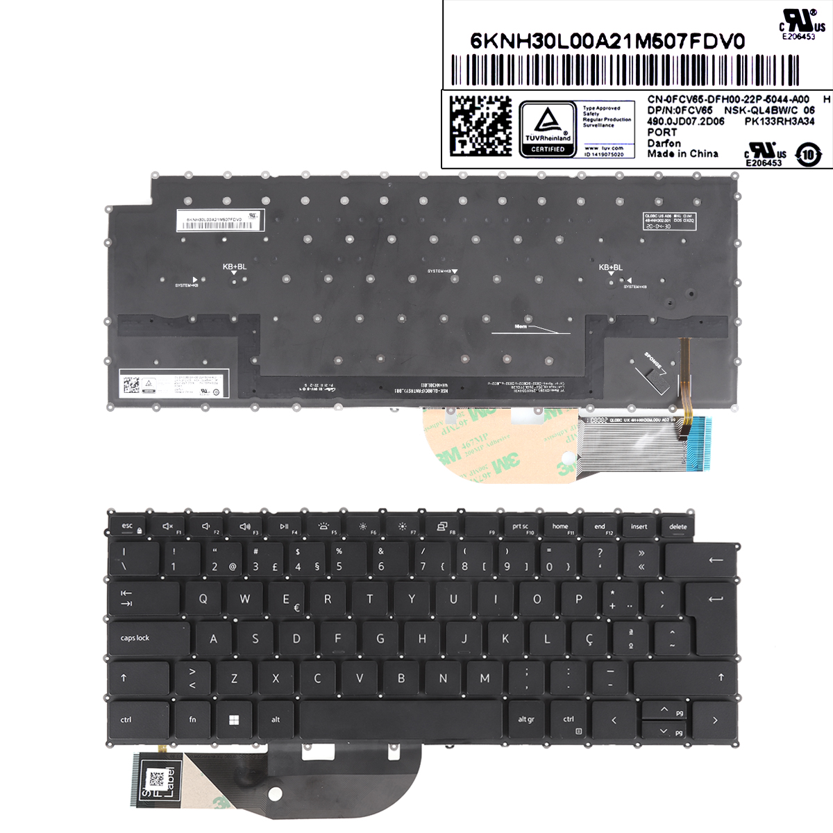 Picture of New Replacement Laptop Keyboard For DELL XPS 9500 9510 9520 9700 9710 9720 BLACK (Backlit ,Without FRAME,win8） PO Layout
